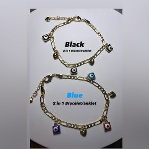 2 in 1 anklet/bracelet 2 options available black or Blue